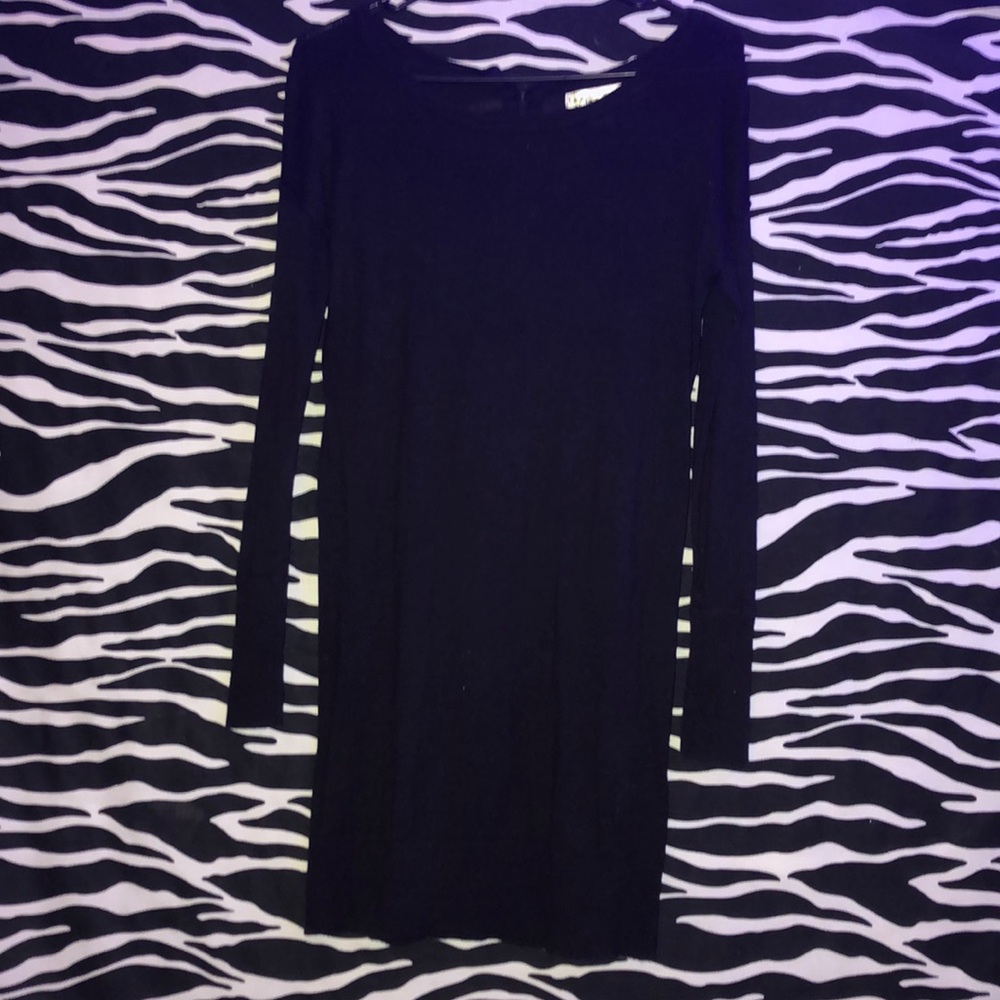 Black Long Sleeve Mini-dress